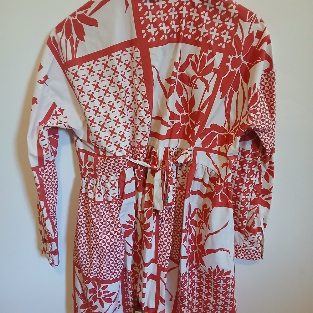 Maeve Red and White Midi Dress